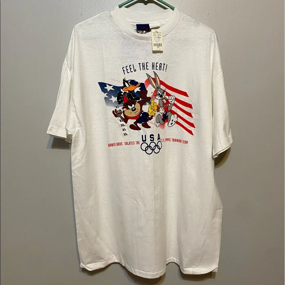 Vintage 90s Warner Bros Olympics USA Looney Tunes T-Shirt NWT XL - Picture 1 of 6